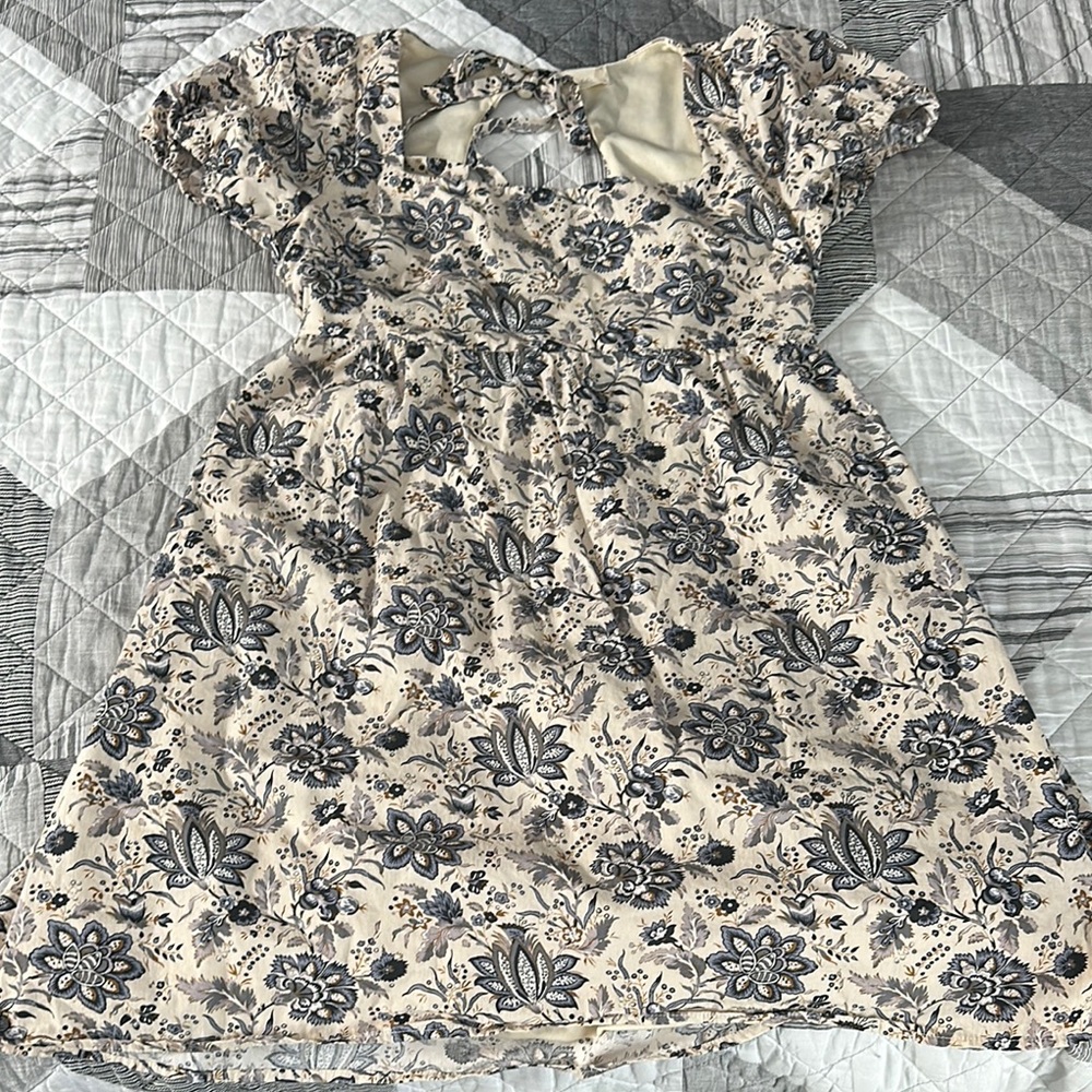 Altar'd State Black and Cream Scoop Neck Puff Sleeve Mini Dress